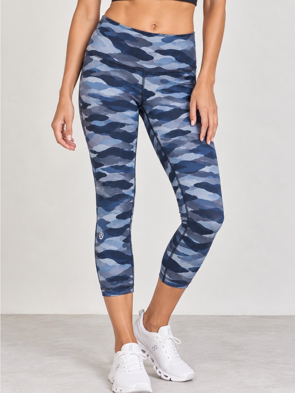 Lululemon Wunder Under Crop III Leggings 4 Mini Coast Camo Deep Navy 22”